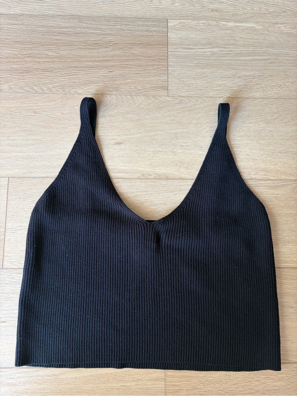 Frank & Oak Black Ribbed Knit Tank Top size large | minimalist, neutral, capsule